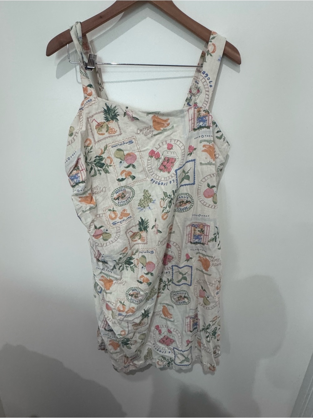 Abercrombie & Fitch Cream Tropical Fruit Print Dress